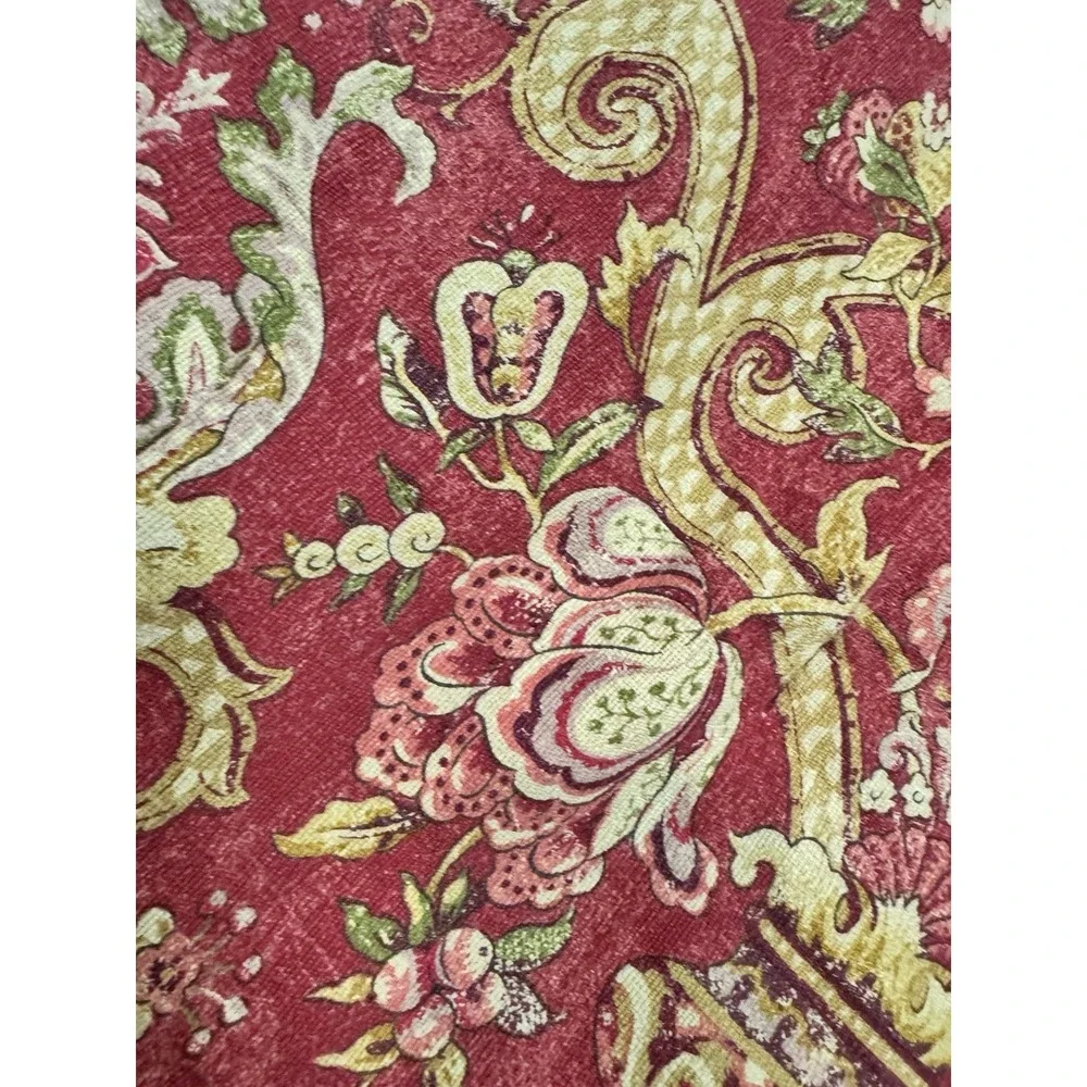 Waverly Reversible Damask Floral Comforter Burgundy Gold Sage Rope Trim Heavy